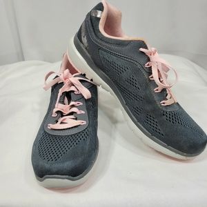 Skechers Air-Cooled Grey & Pink Memory Foam Mesh Lite-Weight Sneakers Size 7